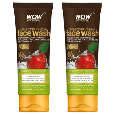 Wow Skin Science Apple Cider Vinegar Face Wash No Parabens, Sulphate, Silicones & Color  Pack Of 2 Net Vol 200ml