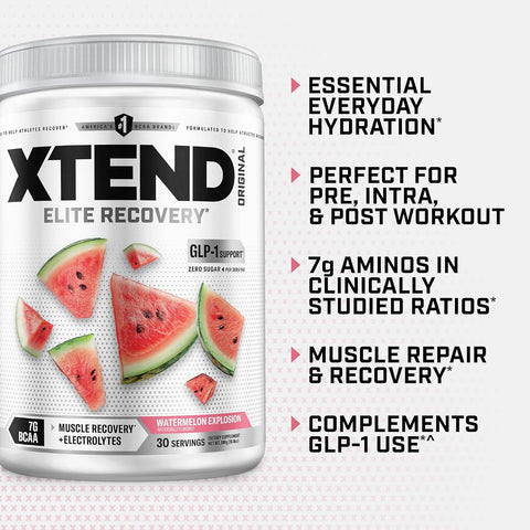 XTEND Original BCAA Powder - Watermelon Explosion, Zero Calorie, 30 Servings - Image 4