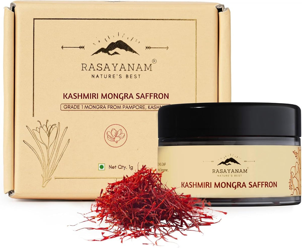 Rasayanam Kashmiri Mongra Saffron - Grade 1, Handpicked from Pampore - 1 Gram