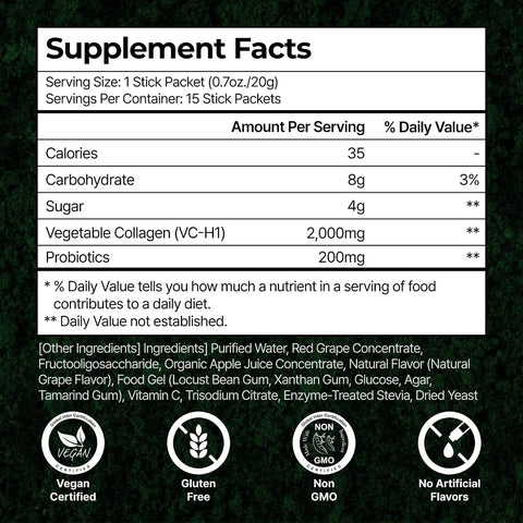 PLANT Vegan Collagen Probiotic Jelly - Grape Flavour, 15 Sachets - Image 6