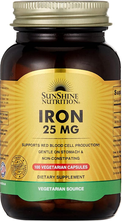 Sunshine Nutrition Iron 25 mg Capsules - 100 Count