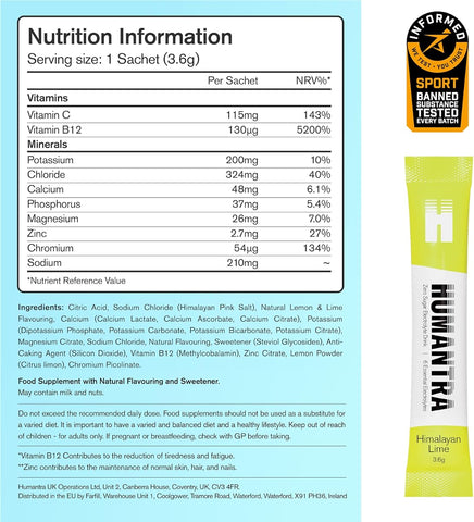 Humantra Himalayan Lime Electrolyte Powder Sachets - 6 Electrolytes, Sugar-Free, Vegan - 20 x 3.66g - Image 6
