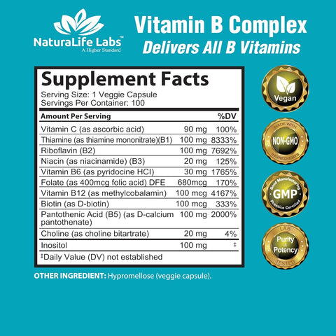 NaturaLife Labs Vitamin B-Complex 100 Capsules