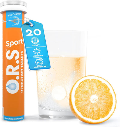 ORS Hydration Tablets - Natural Orange Flavour, Electrolytes & Vitamins - 20 Count