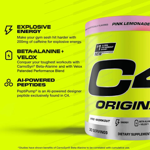 Cellucor C4 Original Pre-Workout Powder - Pink Lemonade, 30 Servings - Image 5