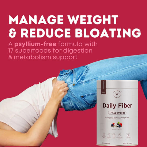 Wellbeing Nutrition Daily Fiber Powder - Organic Prebiotic Vanilla Berry, 240g - Image 2