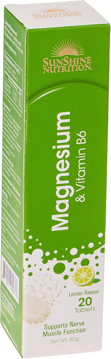 Sunshine Nutrition Magnesium + Vitamin B6 Effervescent Tablets - Stress Support, 20 Pack
