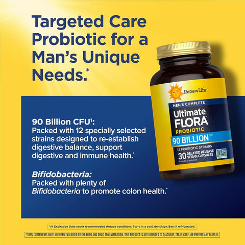 Renew Life Ultimate Flora Men's Probiotic - 90 Billion CFU, 30 Capsules - Image 6