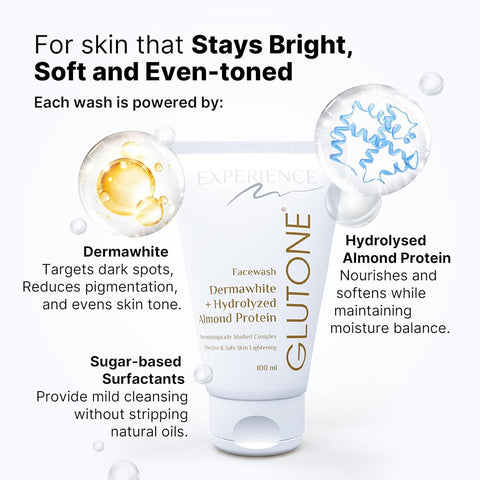 Glutone Face Cleanser with DermaWhite & Hydrolyzed Almond Protein - 100 ml - Image 2