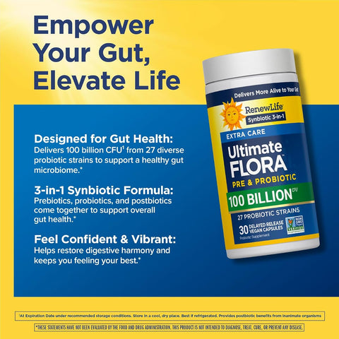 RenewLife 100 Billion Flora Probiotic Capsules - Gut Health Support - 30 Count - Image 4