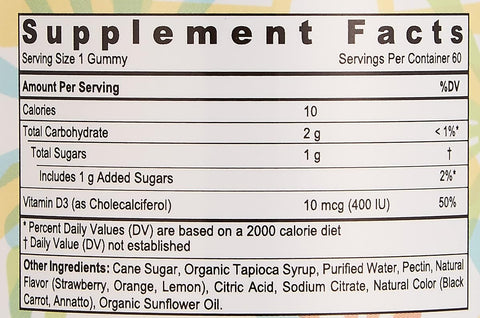 Sunshine Nutrition Kids Vitamin D3 Gummies - 60 Gummies, Gluten Free - Image 5