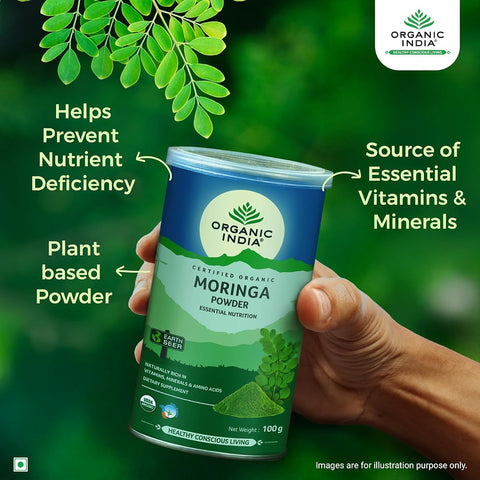ORGANIC INDIA Moringa Powder - Herbal & Ayurvedic Supplement, 100g - Image 5