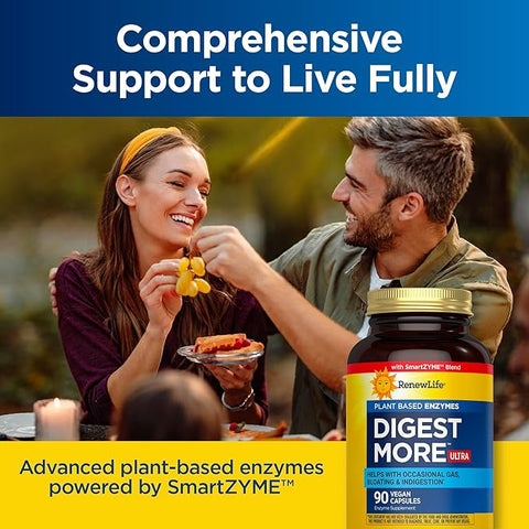 Renew Life Adult Digestmore Ultra Enzyme Supplement Vegetarian Capsules, 90 Count