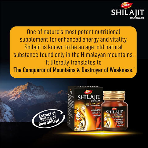Dabur Shilajit Gold Capsules - Herbal Supplement, Shilajit Resin, 30 Pack - Image 3