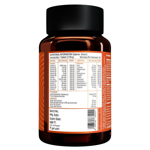 HK Vitals Multivitamin Plus Men, 60 Tablets | Daily Multivitamin For Men, For Energy, Stamina, Immunity, Gut, Heart, Bone & Muscle Health