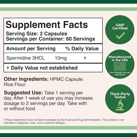 Doublewood Spermidine Supplement - 10mg, 120 Capsules - Image 2