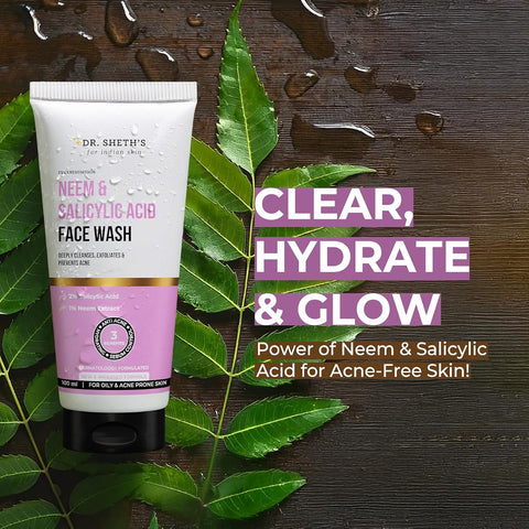 Dr. Sheth's Neem & 1% Salicylic Acid Face Wash - Deep Cleanser, 100g - Image 2