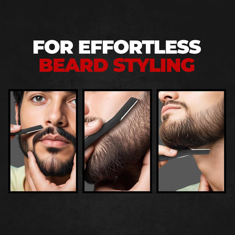 Beardo Beard Styling Razor - Stainless Steel Shaping Tool, Pack of 3 - Image 3