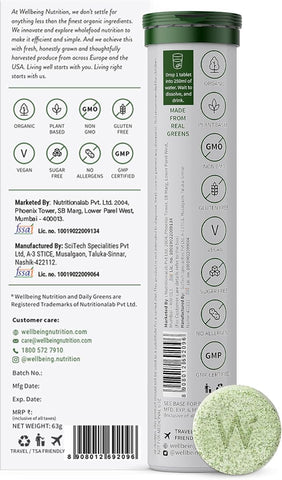 Wellbeing Nutrition Daily Greens Multivitamin - 15 Effervescent Tablets - Image 5