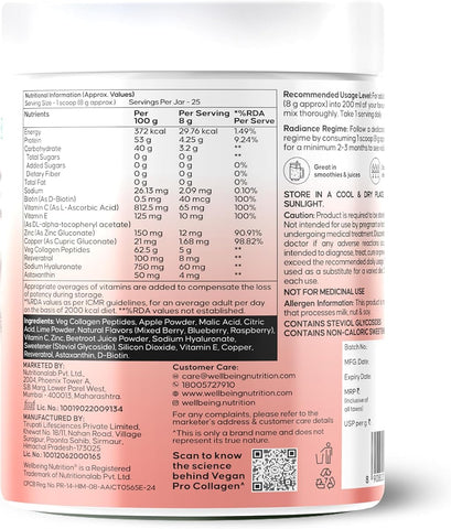 Wellbeing Nutrition Vegan Pro Collagen - Mixed Berry Powder, 250g - Image 7
