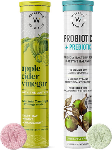 Wellbeing Nutrition Gut Health Effervescent Tablets with Apple Cider Vinegar & Probiotics - 36 Billion CFU