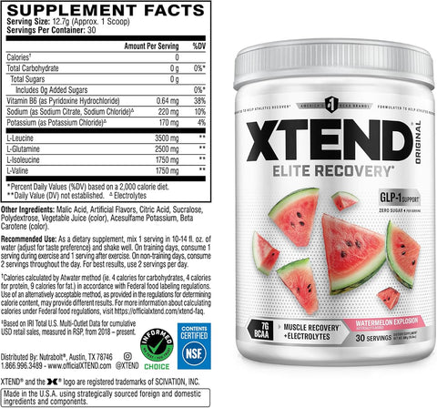 XTEND Original BCAA Powder - Watermelon Explosion, Zero Calorie, 30 Servings - Image 2