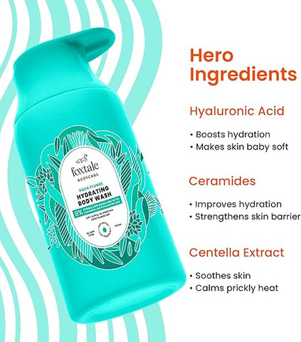 Foxtale Hydrating Body Wash With Hyaluronic Acid & Ceramides, Locks In Moisture, Reduces Body Odour