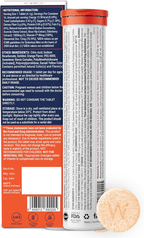 Wellbeing Nutrition Vitamin C + Zinc Effervescent Tablets - Natural Immunity Booster, 1000mg, Pack of 2 - Image 8