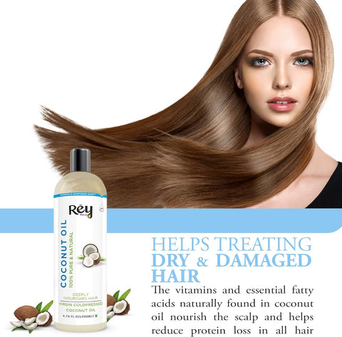 Rey Naturals Coconut Oil - Cold-Pressed, Pure & Natural, 200ml for Hair & Skin - Image 6