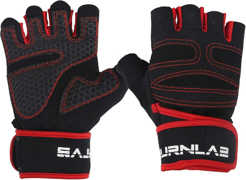 Burnlab Gym Gloves with Wrist Support - Red Medium Size - Image 2