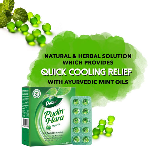 Dabur Pudin Hara Pearls - Ayurvedic Peppermint & Mint Oils - Pack of 5 (100 Capsules) - Image 5