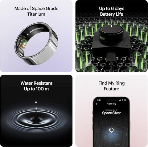 Ultrahuman Ring AIR Smart Ring - Titanium Health Tracker - Size 13 - Image 8