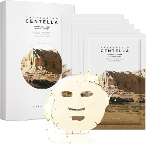 Skin1004 Madagascar Centella Watergel Sheet Ampoule Mask - Hydrating Gel Mask with Centella - 5 Count