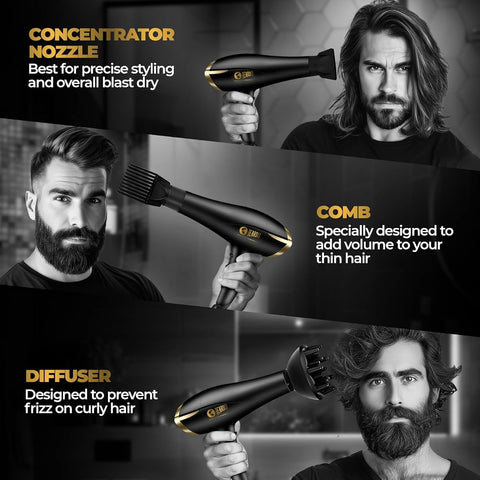 Beardo Tornado Hair Dryer - 2000W Professional, 3 Attachments - Image 6