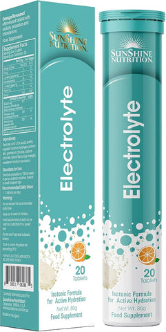 Sunshine Nutrition Effervescent Electrolyte Tablets - Orange Flavour, 20 Count