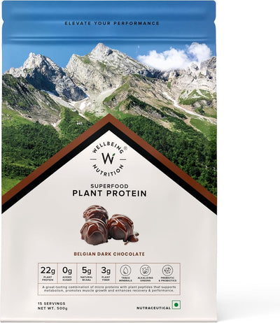 Wellbeing Nutrition Organic Plant Protein Powder - Dark Chocolate Hazelnut, 500g