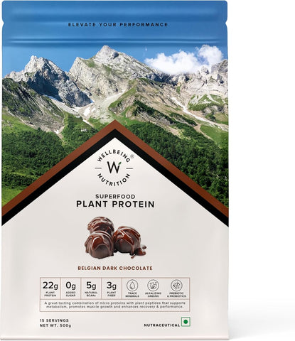 Wellbeing Nutrition Organic Plant Protein Powder - Dark Chocolate Hazelnut, 500g