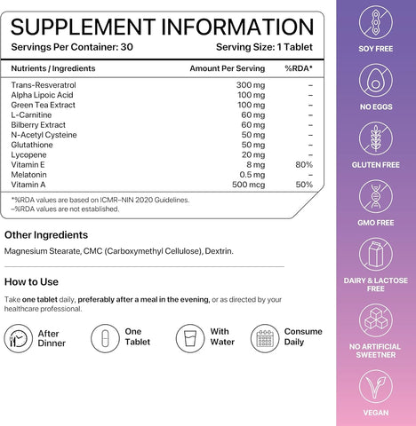 Decodeage ResVit Beauty Supplement with Resveratrol, 30 Tablets - Image 3