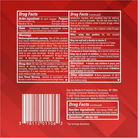 Chloraseptic Sore Throat Lozenges Cherry with Liquid Center - Benzocaine, 18 Lozenges - Image 8