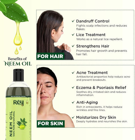 ReyNaturals Cold-Pressed Neem Oil for Hair and Skin - 200ml - Image 3
