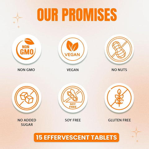 Herbal Max Beauty Effervescent Tablets - Glutathione with Vitamin C, Hyaluronic Acid & Biotin, 15 Count, Orange Flavour - Image 8