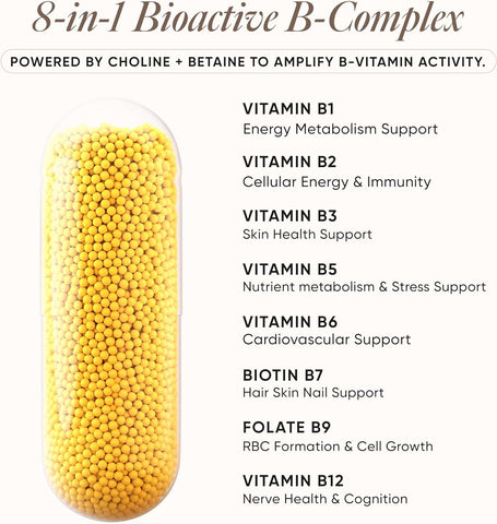 Wellbeing Nutrition Bioactive B-Complex with Choline, Methylated Vitamins - 60 Capsules - Image 3