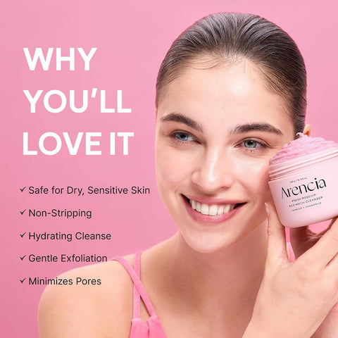 Arencia Fresh Rosehip Brightening Rice Mochi Face Cleanser - Exfoliating & Moisturising - 120g - Image 3