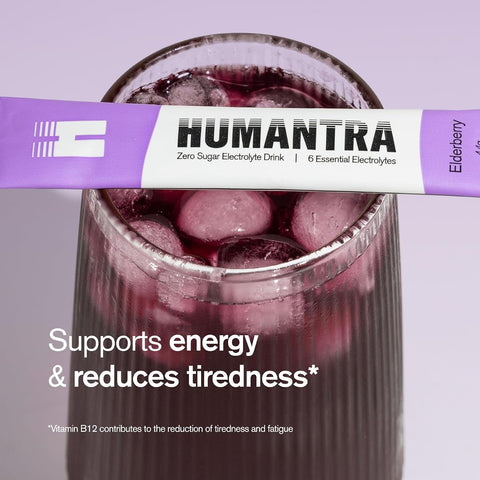 Humantra Electrolyte Powder - Elderberry Flavour, 20 Sachets - Image 2