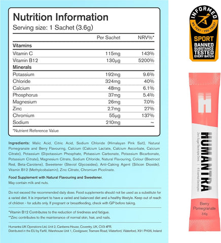 Humantra Electrolyte Powder - Berry Pomegranate, 72g, 20 Sachets - Image 6