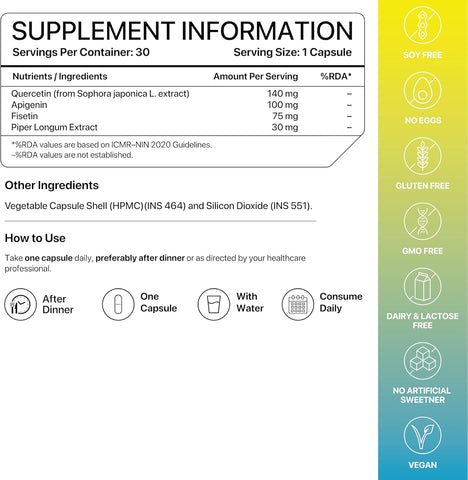 Decodeage SeneVit Capsules - Senolytic Blend with Fisetin, 30 Vegan Capsules - Image 3