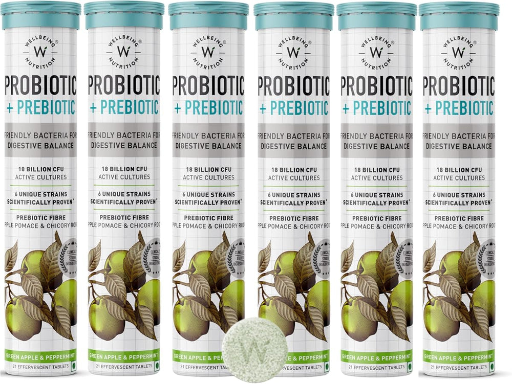 Wellbeing Nutrition Probiotic + Prebiotic Supplement - 21 Effervescent Tablets