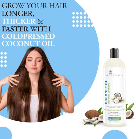 Rey Naturals Cold Pressed Coconut & Sweet Almond Oil - 200ml Each - Image 4