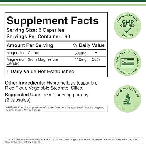 Doublewood Magnesium Citrate 400mg, 180 Capsules