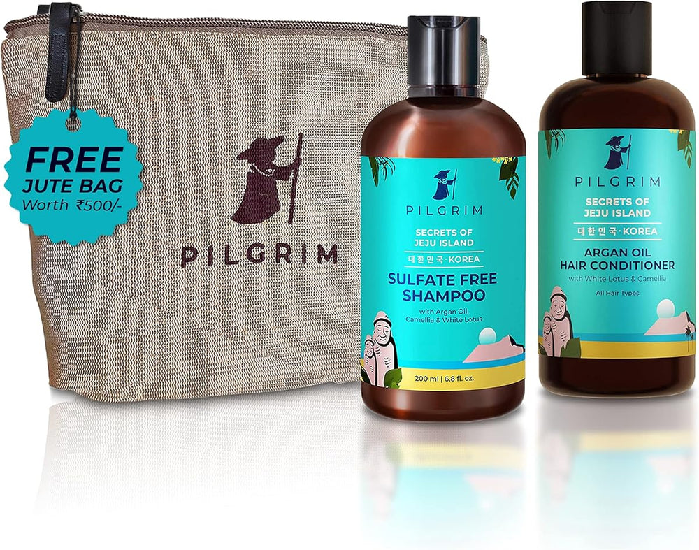 Pilgrim Anti-Frizz Hair Care Set - Sulphate Free Shampoo & Argan Oil Conditioner, 200ml Each